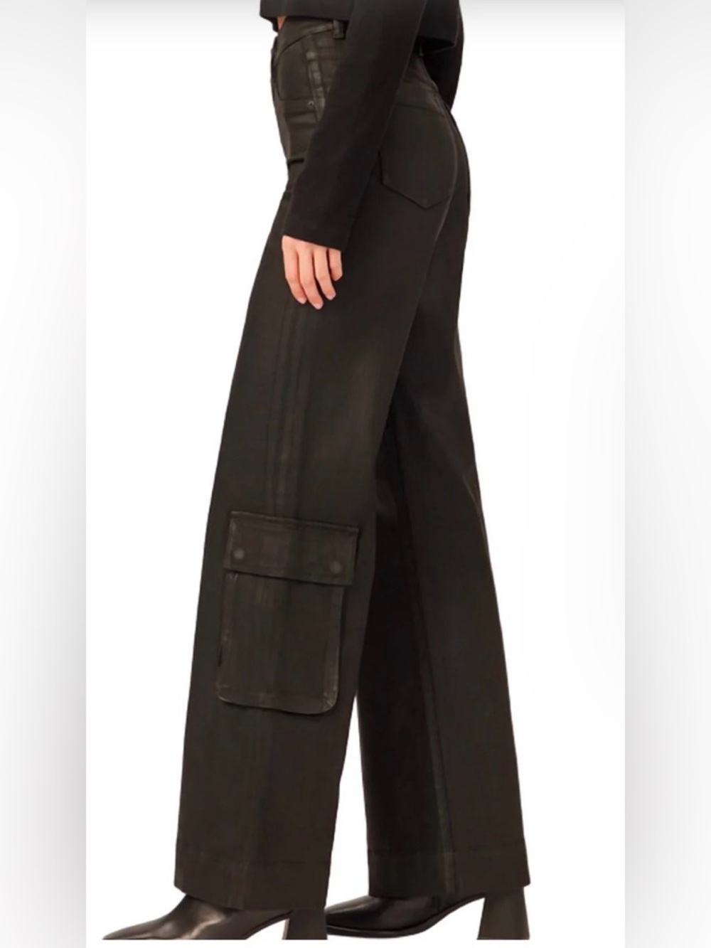 Dl1961 Hepburn Wide Leg High Rise Vintage Jean Black Coated - Picture 3 of 15